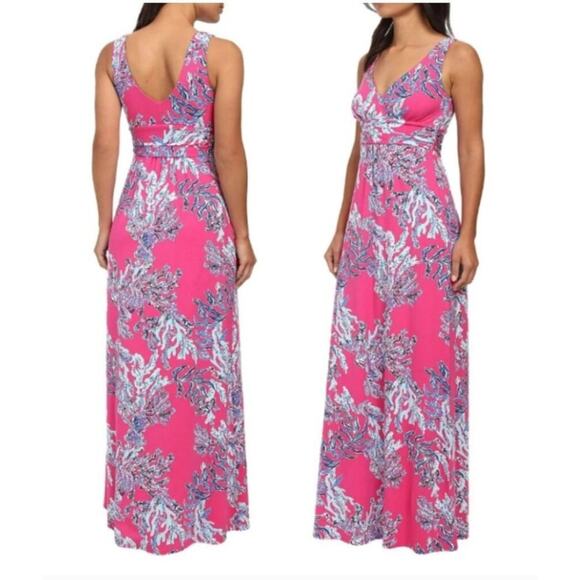 Lilly Pulitzer Sloane Maxi Dress Capri Pink Samba Tropical Beachy Boho | L EUC - Picture 4 of 10